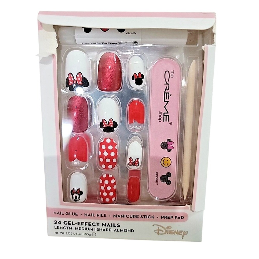 The Creme Shop Disney Minnie Mouse 24 Gel Effect Press On Nails‎ Set Sealed NIB